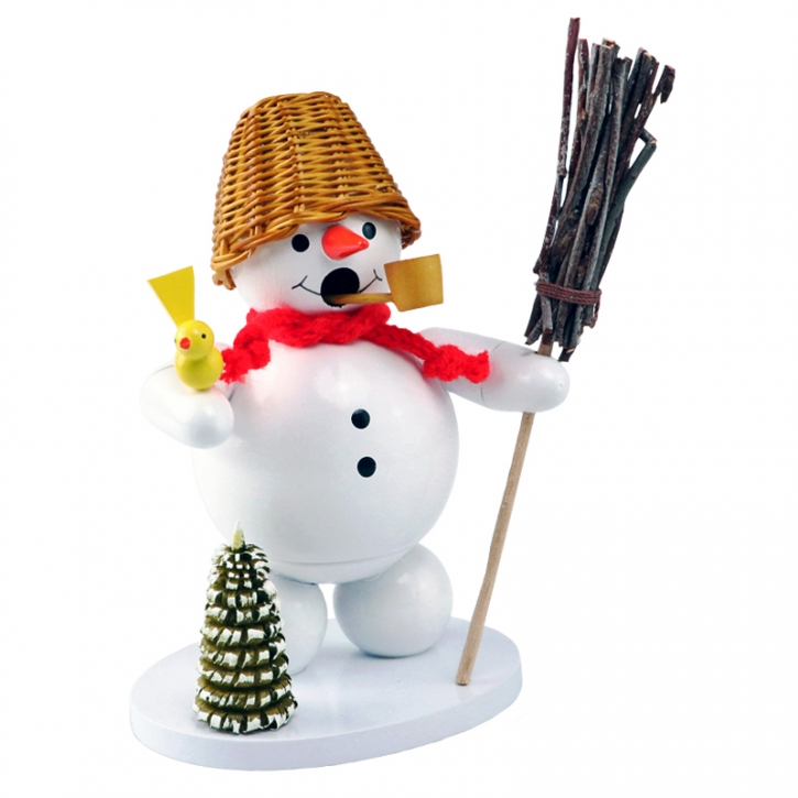 Smoking figure <br>»Snowman with basket« <br>12cm