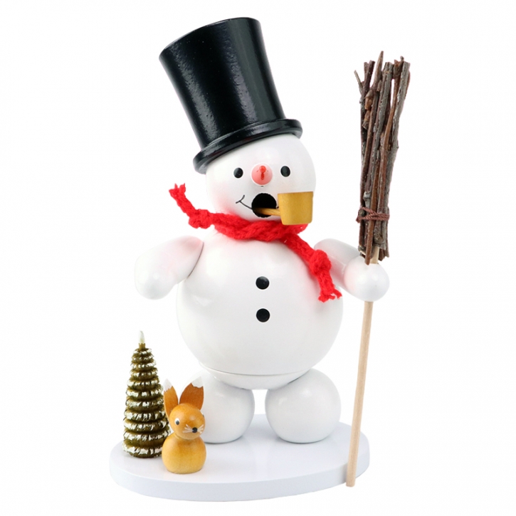 Smoking figure <br>»Snowman with top hat and hare« <br>12cm
